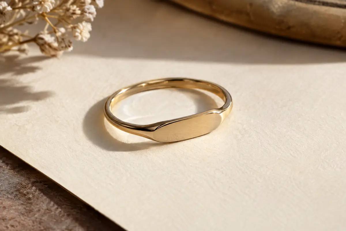 Bague fine lisse conçue pour accueillir une gravure personnalisée